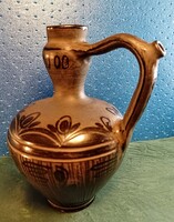 Csörgős csali korsó ) Miska kancsó/: Fekete kerámia, Csabai Zoltán Hmvhely. 17/11 cm, 0.52 kg.