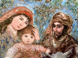 Edna Hibel karácsonyi dísztányér Mária kis Jézus Bradex “ Menekülés Egyiptomba “