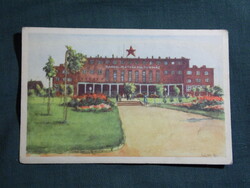 Képeslap,Budapest,Zádor István grafika,Rákosi Mátyás kulturház,1950-