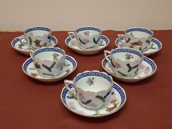 + ajándék váza! Herendi Poisson mintás 711-es kávés csészék, valódi ritkaság!