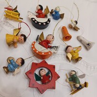 Régi karácsonyfadísz- kézzel festett fa figurák- retro, vintage 12 db
