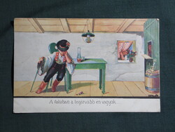 Képeslap,Bernáth grafika,dalos,A faluban a legárvább én vagyok,népviselet ,Gárdony Bp. kiadás 1940-