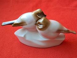 Zsolnay Sinkó A. cinke / cinege pár porcelán figura