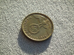 Németország, horogkeresztes birodalmi 5 Pfennig (Reichspfennig), 1938 D