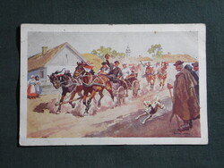 Képeslap,Hortobágy,Lakodalom,Benyovszky festmény,1940-