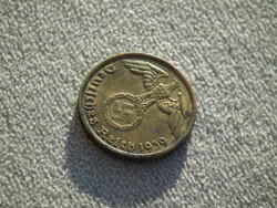 Németország, horogkeresztes birodalmi 5 Pfennig (Reichspfennig), 1939 A