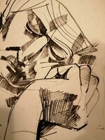 Józsa János festőművész és grafikusművész Konstruktív egyedi tusrajz