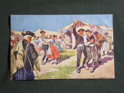Képeslap,Hortobágy,Vásár után,Benyovszky festmény,1940-