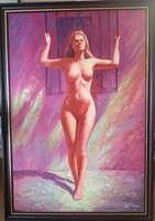 Női akt festmény 90x70cm kb