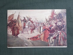 Képeslap,Onod,Dudits grafika,II. Rákóczi Ferenc fogadása ,Anya csecsemő védő kiadás , 1920-