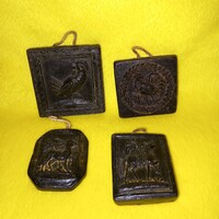 4 db régi viasz egy csomagban. Viasz mézeskalács, keksz nyomódúc, nyomóforma, sütőforma, falidísz.