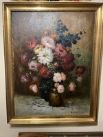 Virágcsendélet..80x60cm plusz laparanyozott kerete..