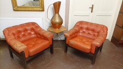 Mid century  Bőr  ülőgarnitúra, kanapé és 2 db fotel, brasil style