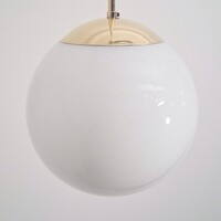 Bauhaus - Art deco réz mennyezeti lámpa felújítva - tejüveg gömb búra