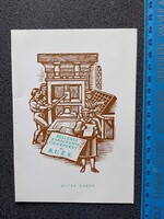 D209771 Kékesi Gábor eredeti linómetszete -  Újévi köszöntő lap -  Wutka Gábor -1970-80