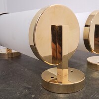 Bauhaus - Art deco réz fali csőlámpa pár felújítva - matt tejüveg hengerbúra