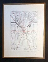 XX. sz grafikus Kassák Lajos :Piero della Francesca, Madonna tanulmány sperpektíva,