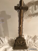 KERESZT - ALKUKÉPES - 42 cm - ÓLOMCSIPKÉS - ANTIK - 42 x 13 x 7 cm OSZTRÁK