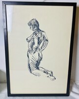 Female Nude - Drawing - Signed