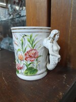 Alt Német,Germany Ges.Gesch.Art Deco Kézi Festett,Plasztikus,Szirén Fogós Emlék Pohár,Bögre.