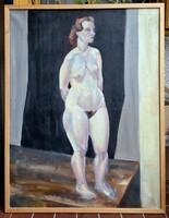 Modern Female Nude - oil on canvas 98x73 cm + frame
