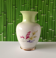 RÉGI,SZÉP VIRÁG MINTÁS HOLLÓHÁZI PORCELÁN VÁZA