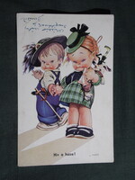 Képeslap,L. Martini grafika,Hív a haza !, gyerek modellek,1940-