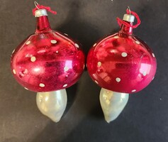 GOMBA PÁROS ANTIK FÚJT FONCSOROZOTT ÜVEG KARÁCSONY KARÁCSONYFADÍSZ DÍSZ FENYŐFADÍSZ NOSZTALGIA