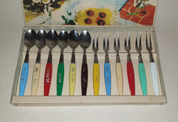 Retro, lengyel deszertes készlet, eredeti dobozában, 1970