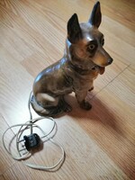 Régi porcelán németjuhász kutya lámpa