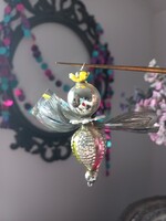 Retro üveg és fólia figura karácsonyfadísz