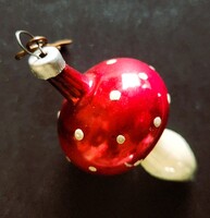 GOMBA ANTIK FÚJT FONCSOROZOTT ÜVEG KARÁCSONY DÍSZ KARÁCSONYFADÍSZ FENYŐFADÍSZ NOSZTALGIA