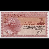 Suriname 2 1/2 Gulden 1967 P-117b UNC