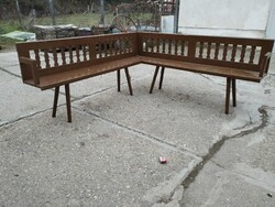 Ritka forma régi sarok pad antik paraszt bútor népi lóca sváb régiség fa pad