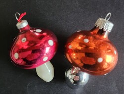 GOMBA PÁROS ANTIK FÚJT FONCSOROZOTT ÜVEG KARÁCSONY KARÁCSONYFADÍSZ DÍSZ FENYŐFADÍSZ NOSZTALGIA