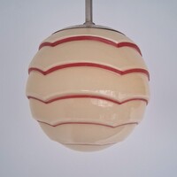 Art deco - Streamline mennyezeti lámpa trió felújítva - különleges formájú krémszín búra