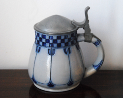 MÚZEUMI MINŐSÉGŰ, RITKA, NŐI JUGENSTIL ÓNFEDELES, SÓMÁZAS NÉMET KŐCSERÉP SÖRÖSKORSÓ 1904.