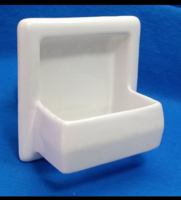 Art deco stílusú mázas kerámia falba süllyeszthető  WC papír tartó 1940-50