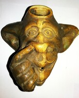 Kerámia ASZTALI FÜSTÖLŐ/ILLATGYERTYA TARTÓ- TOLLTARTÓ -MÓKÁS TROLL/HÁZIMANÓ FEJ PÁRATLAN DARAB !