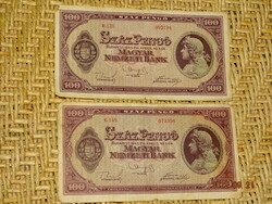 100 PENGŐ 1945  2 DB !!