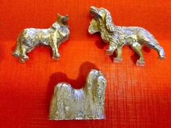 1986.P.DAVIS - EZÜSTÖZÖTT ÓN MINIATŰR KUTYAFIGURÁK - 3 darab egybe PÁRATLAN ritka szett !