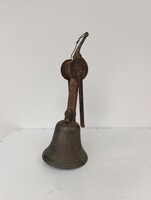 Bronz harang antik kis méretű iskola csengő templom kápolna vas szerelékkel 528 5924