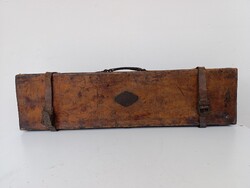 Antik vadász puska tartó bőr táska sérült állapotban zárja hiányos 7 ágú bárói korona címer 538 5917