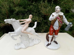 Wallendorf porcelán,... lovas amazon, trubadúr figura.