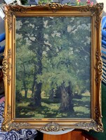 Napsütés az erdőben 80x60 cm blondel keretben! Zólyomy A. - természet, nyár, fák, Zólyomi A.