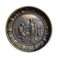 XIX. századi autentikus magyar motívumokkal díszített bronz falitál - 53137