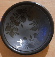 Szép nádudvari fekete kerámia fali tányér /K.Nagy József/