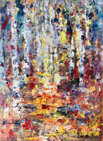 Fények az erdőben ! 24x18 cm cm, olaj kasÍrozott vászon.Egy  hét-egy esély! Most 1 Ft-ról !