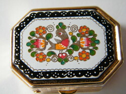 Tűzzománc tetejű gyógyszeres doboz, szelence