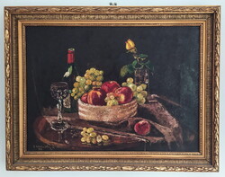 JOBBÁGYI-HOMOLYA JENŐ - Asztali gyümölcs csendélet Hibátlan, GARANCIA!!!!!!!